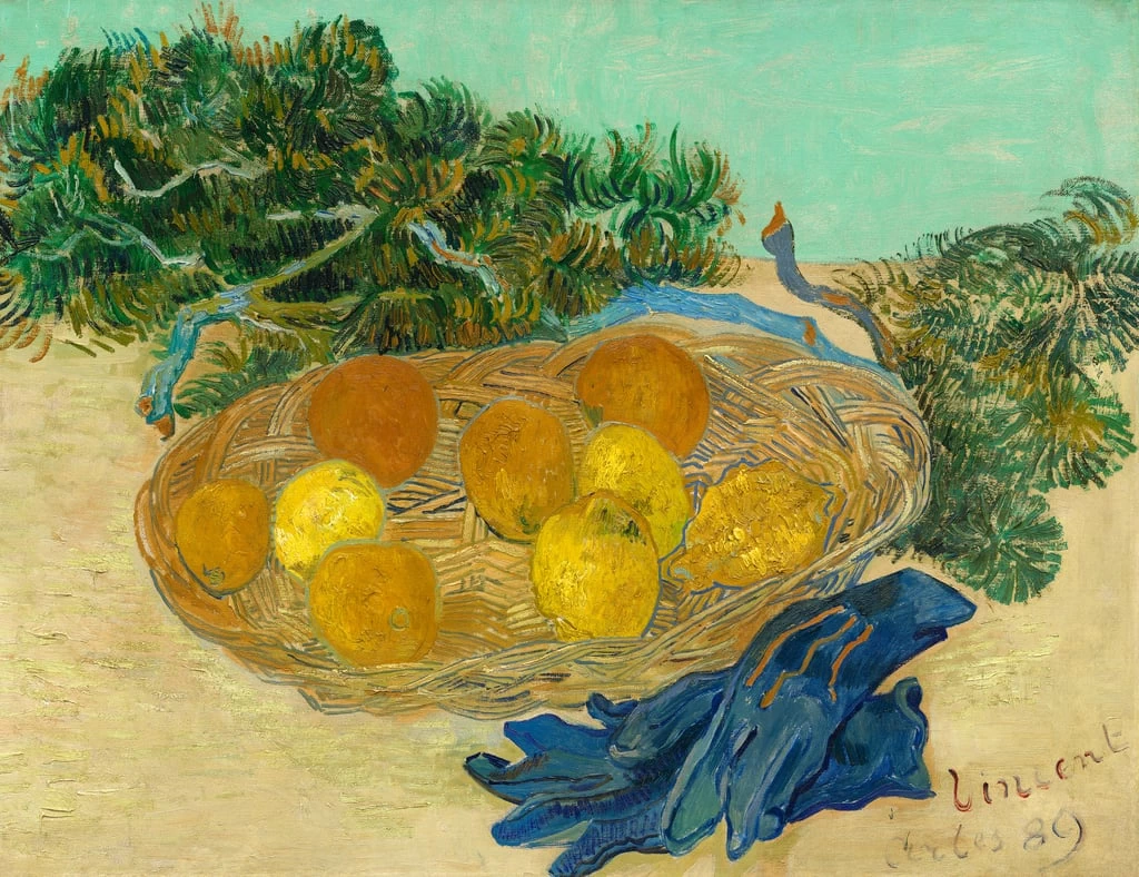 158-Vincent van Gogh-Natura morta con arance e limoni con guanti blu - National Gallery of Art, Washington  